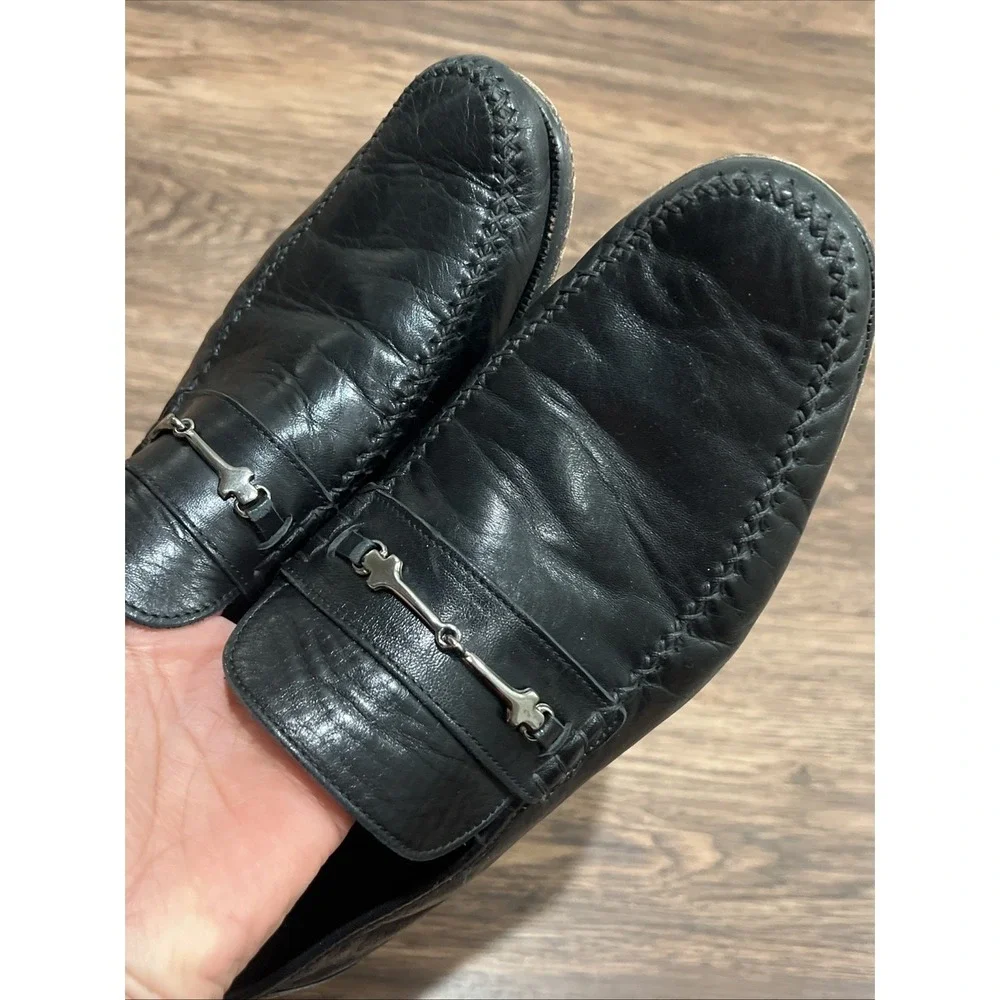Bruno Magli Kirby 11.5 M Men's Horsebit Loafers Black Leather Italy